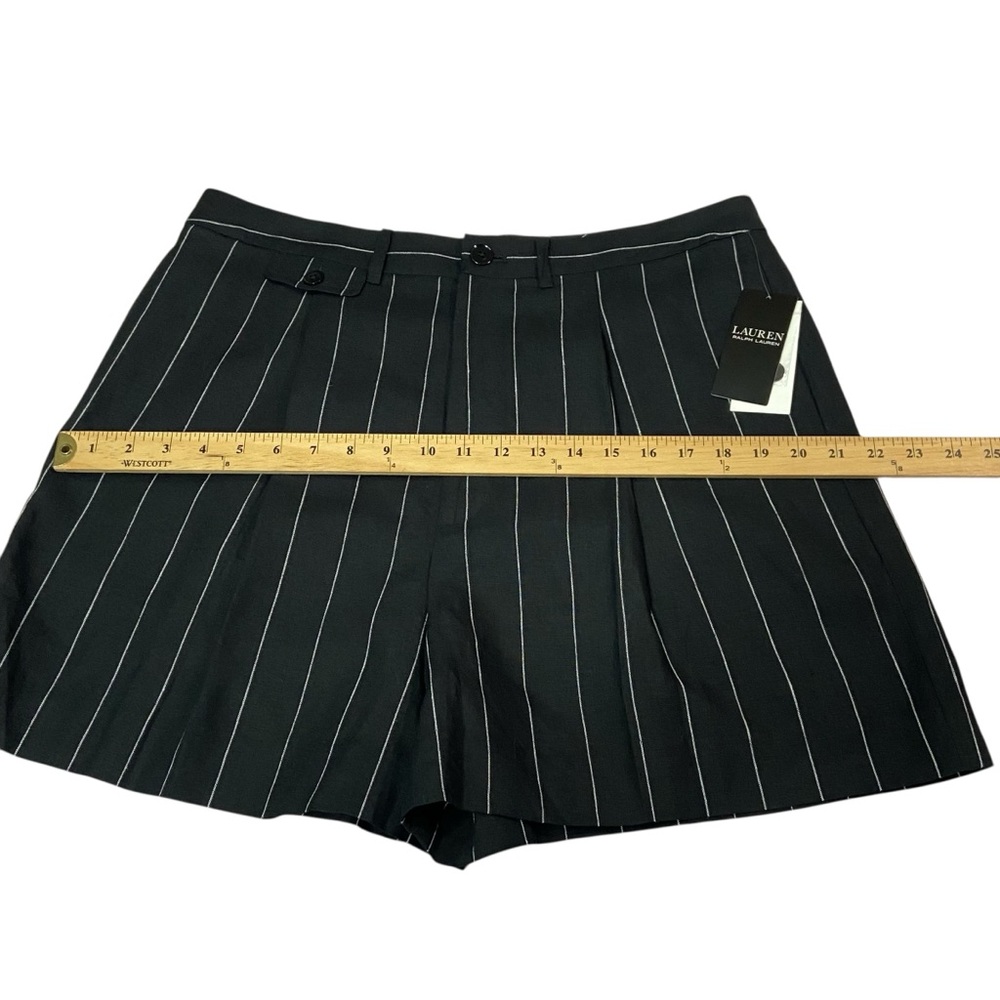 Lauren Ralph Lauren Linen Black Pinstripe Pleated Shorts LRL - Women’s 12 NWT - Picture 5 of 16